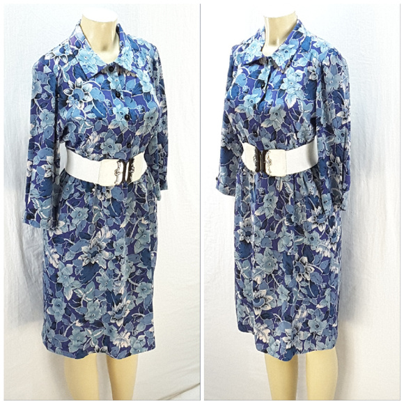 Blues / Purples POCKETS Dress, size Large / 10 - Picture 4 of 8